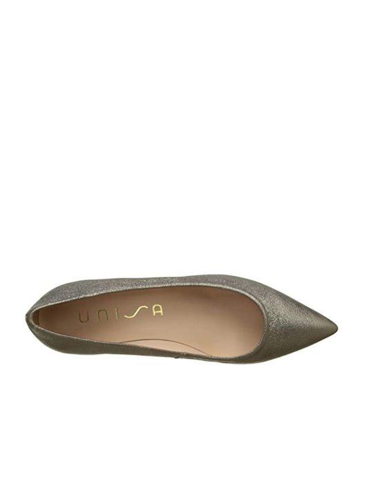 UNISA DAMEN SLIPPER IN GOLD MIT QUADRATISCHEM ABSATZ