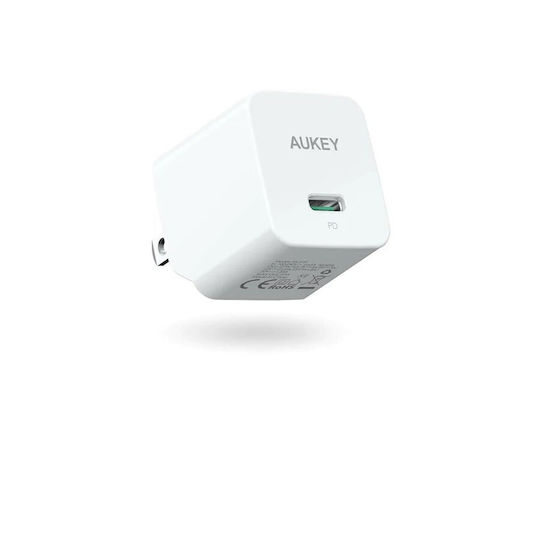 Aukey Încărcător Fără Cablu cu Port USB-C 20W Livrarea energiei Albς (PA-Y20S Minima)