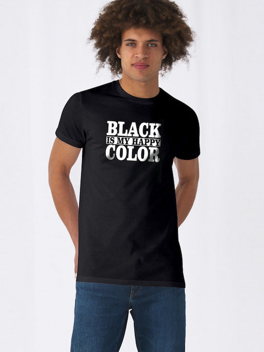 B&C T-shirt Black is my Happy Color σε Μαύρο χρώμα