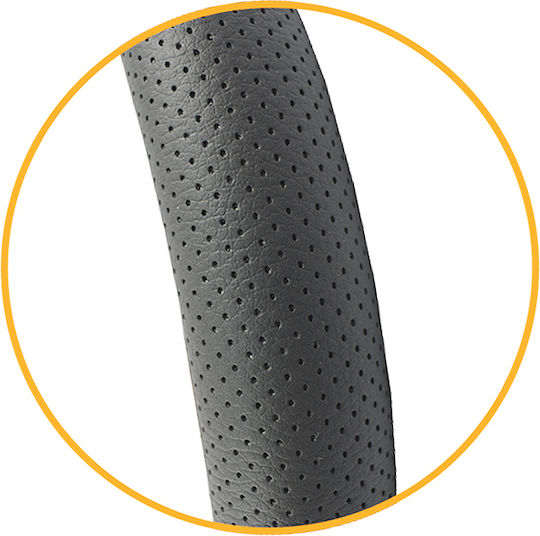 Cartech Car Steering Wheel Cover Αriston Leather Feeling with Diameter 38cm made of Leatherette Gray