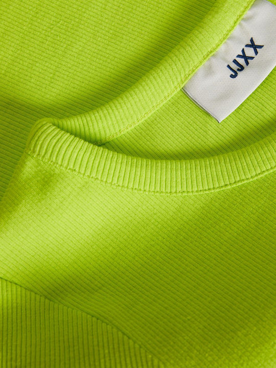 Γυναικείο Crop Top Βαμβακερό Μακρυμάνικο Lime