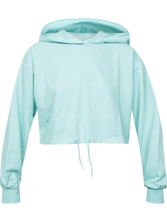 Cropped Women's Sweatshirt Hooded Light Blue