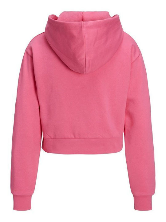 Kurzgeschnitten Damen Sweatshirtjacke Kapuzen Carmine Rose
