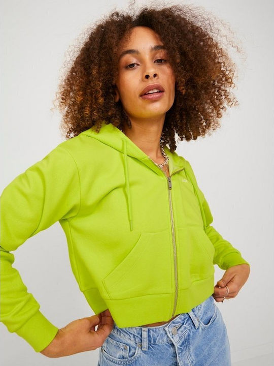 Cropped Women's Sweatshirt Jacket Hooded Lime