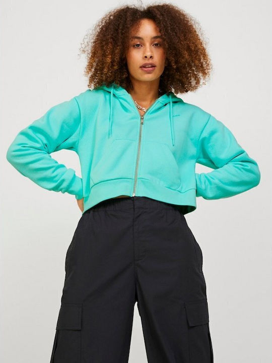 Cropped Women's Sweatshirt Jacket Hooded Aruba Blue