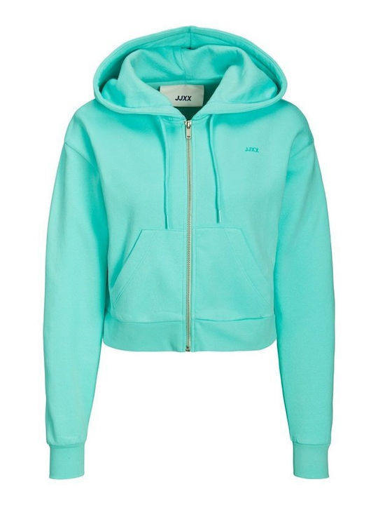 Cropped Women's Sweatshirt Jacket Hooded Aruba Blue