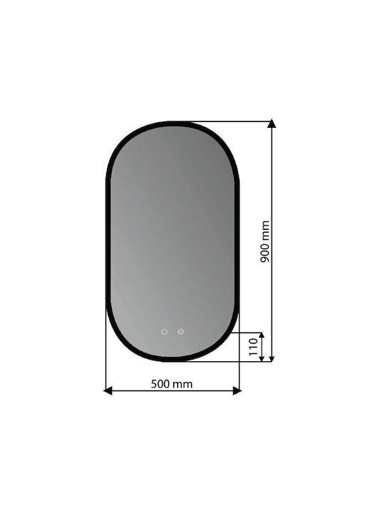 Imex Tokyo Oval Oglindă de Baie Lumini LED Atingere 50x90cm Auriu