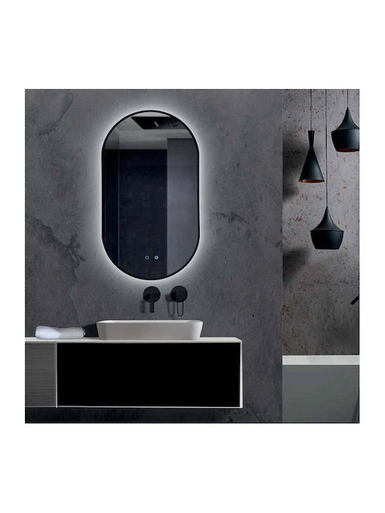 Imex Tokyo Oval Bathroom Mirror Led Touch made of Metal 50x90cm Gold