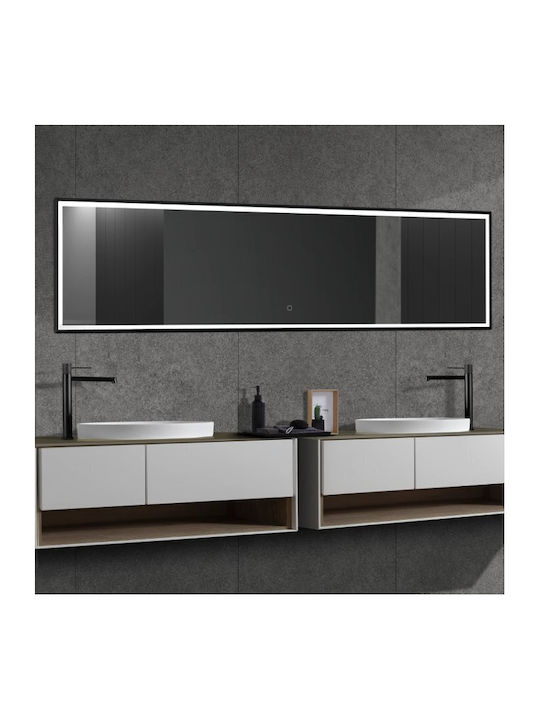 Imex New York Rechteckiger Badezimmerspiegel LED Berührung aus Metall 40x160cm Schwarz