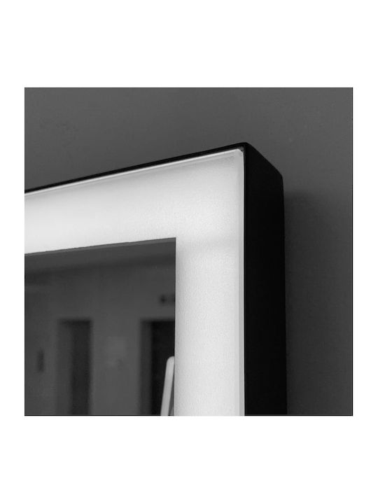 Imex Suiza Rechteckiger Badezimmerspiegel LED Berührung aus Metall 120x80cm Schwarz