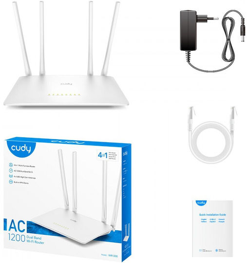 Cudy WR1200 v1 Ασύρματο Router Wi‑Fi 5 με 5 Θύρες