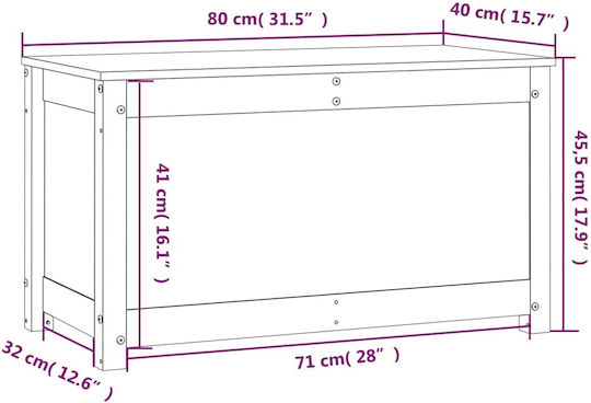 vidaXL Διακοσμητικό Μπαούλο Ξύλινο Λευκό 80x40x45.5εκ.