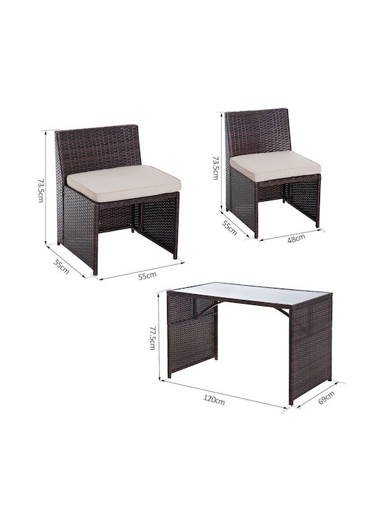 Set Sala De Mese Pentru Exterior 5 Piese Outsunny Cu Perne