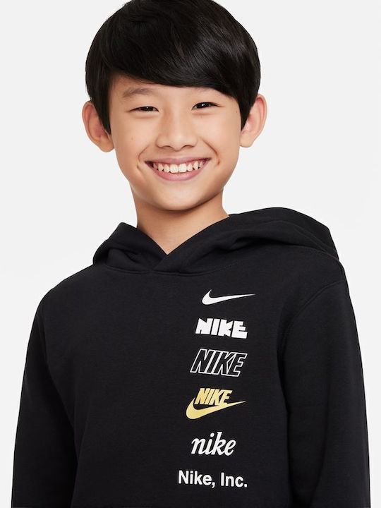 Παιδικό Φούτερ με Κουκούλα και Τσέπες Μαύρο Sportswear