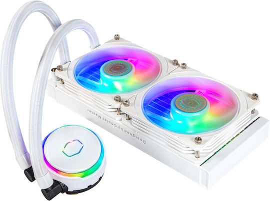 CoolerMaster Masterliquid PL240 Flux Υδρόψυξη AIO CPU με 2 Ανεμιστήρες 120mm και ARGB Φωτισμό Λευκή