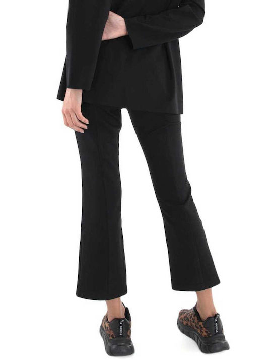 MY T Women's High-waisted Fabric Trousers Flare Black