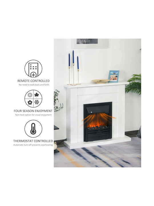HomCom Fireplace 1000 Boden Elektrischer Kamin 2000W 102x95cm Weiß