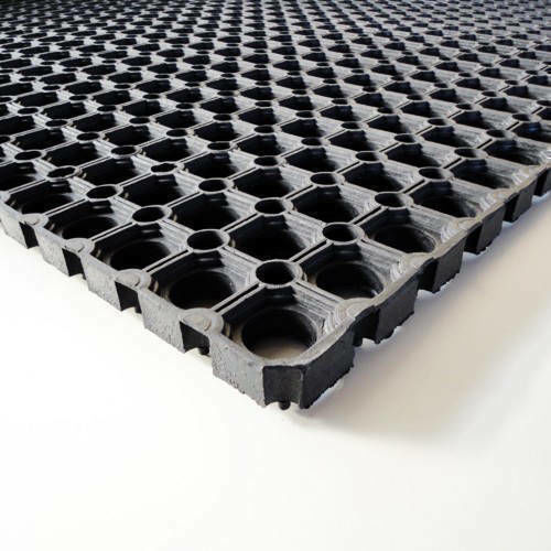 Fußmatte Rutschfest aus Gummi O-ring Schwarz 40x60cm Dicke 22mm