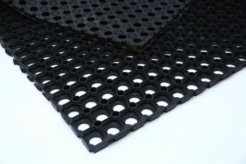 Fußmatte Rutschfest aus Gummi O-ring Schwarz 40x60cm Dicke 22mm