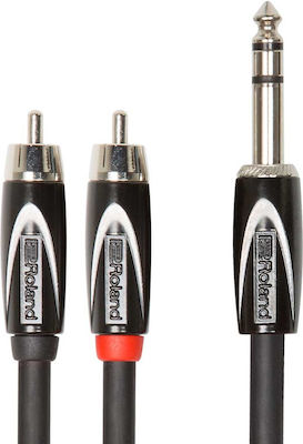 Roland (us) Black Series Kabel 6,3mm Stecker - 2x RCA-Stecker 3m Schwarz (RCC-10-TR2RV2)