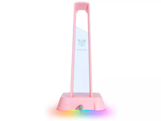 Onikuma ST-2 Επιτραπέζια Βάση Ακουστικών με Φωτισμό LED Κάρτα ήχου και Θύρα USB Ροζ