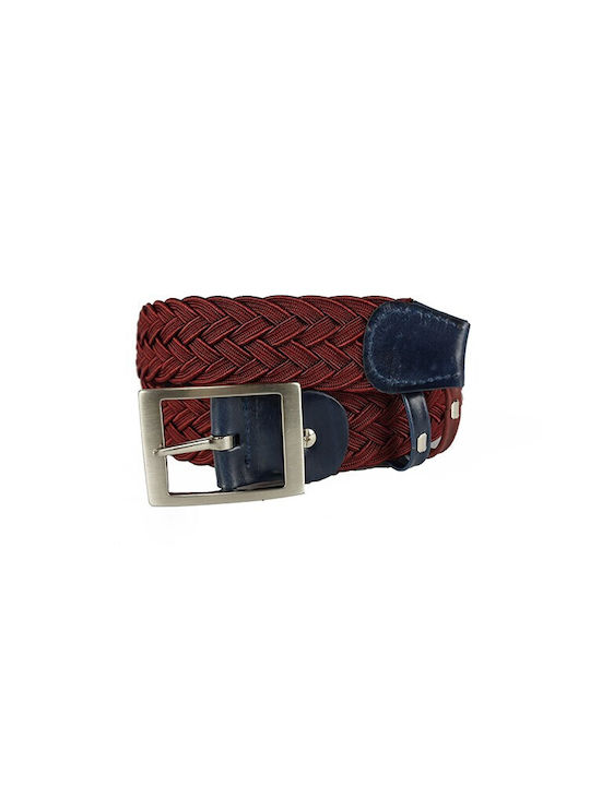 Bor Men's Leather Belt Dark Blue / Bordeaux (3903.52) (80% Leather, 20% Cotton)