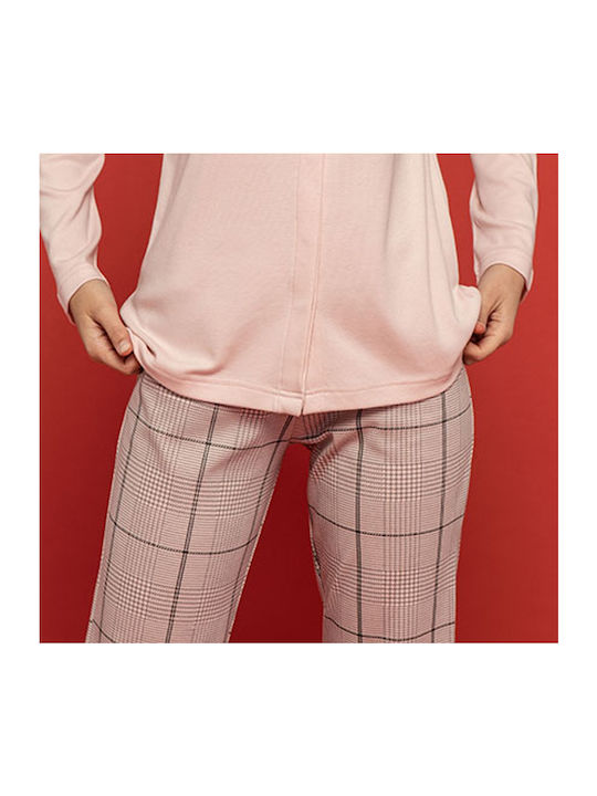 Noidinotte Winter Damen Pyjama-Set Baumwolle Rosa 7495 FA7495