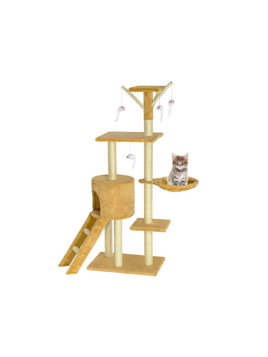 Bakaji Cat Scratching Post Cat Tree In Beige Colour with Height 144 cm