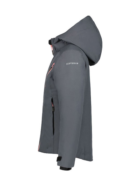 Waterproof Kids' Sports Jacket Short Windproof with Lining & Hood Gray Lyons