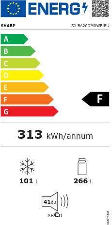 Sharp 367лт NoFrost В201xШ59.5xД65см. Бял SJ-BA20DMXWF
