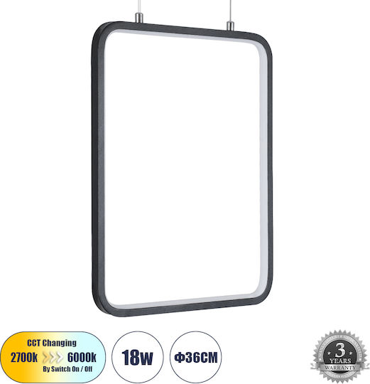 GloboStar Neroba Ceiling Light Black LED with Adjustable White Light 29x36x36cm
