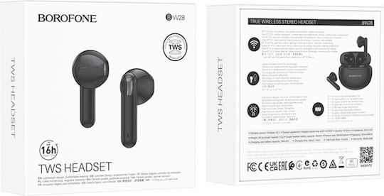 Borofone BW28 Illusion TWS In-ear Bluetooth Handsfree Ακουστικά με Θήκη Φόρτισης Μαύρα