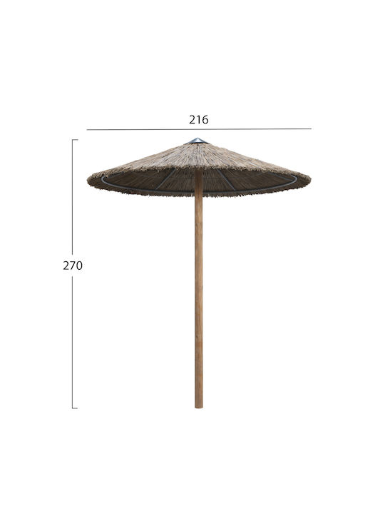 Profesională Umbrelă Rotundă Umbrelă de grădină și terasă Din lemn Maro Φ2.16m HM5896