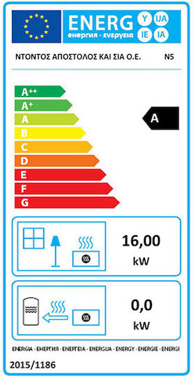 Ntontos Ν.5 Μεταλλική Ξυλόσομπα 16kW Γκρι
