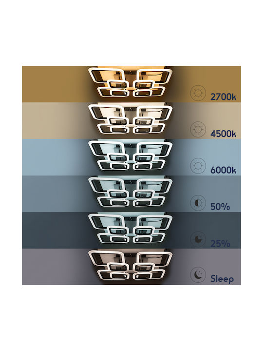 GloboStar Royal-S Deckenleuchte 58.5cm Silber mit Integrierter LED und Fernbedienung