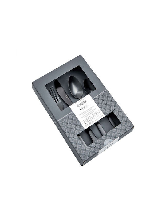 Butlers Kings Besteckset Edelstahl Schwarz 4Stück