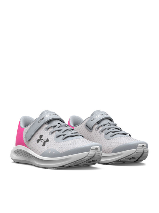 UA JR G PS Pursuit 3 AC Kids Sports Shoes Running with Hoop & Loop Closure Gray