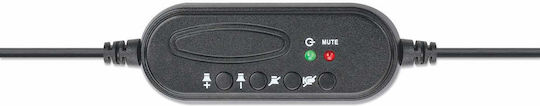 Manhattan Mono On Ear Multimedia Ακουστικά με μικροφωνο και σύνδεση USB-A 179874