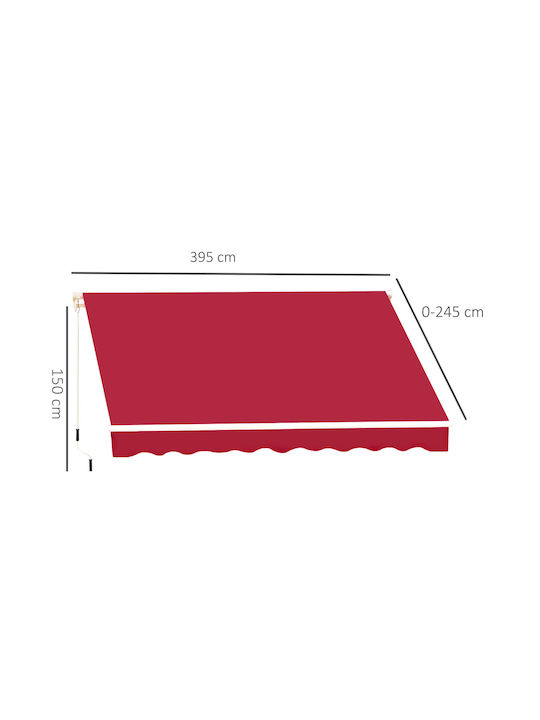 Outsunny Τέντα Βεράντας Κόκκινη 4x2.5m