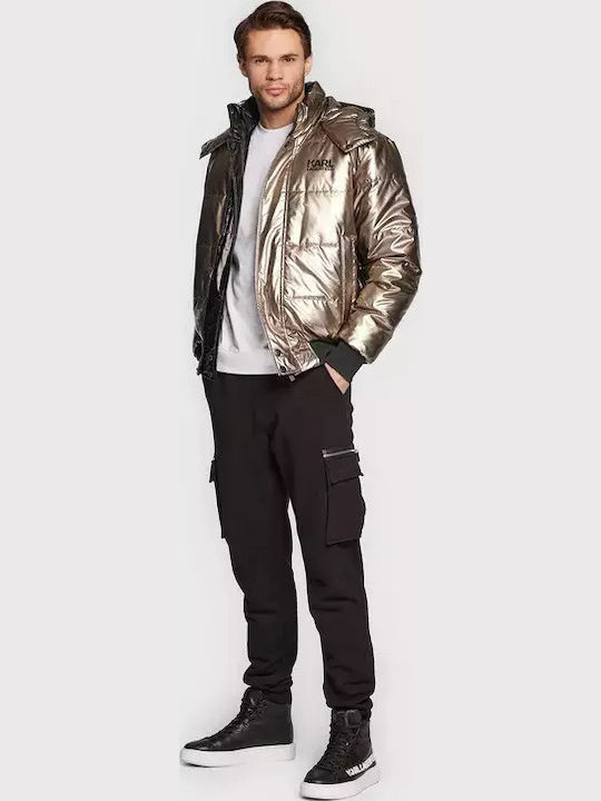 Karl Lagerfeld Μπουφάν Puffer Διπλής Όψης Μπρονζέ / Μαύρο