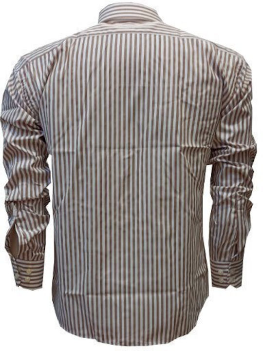 Luciano Faketti Shirt narrow SLIM FIT striped white-brown