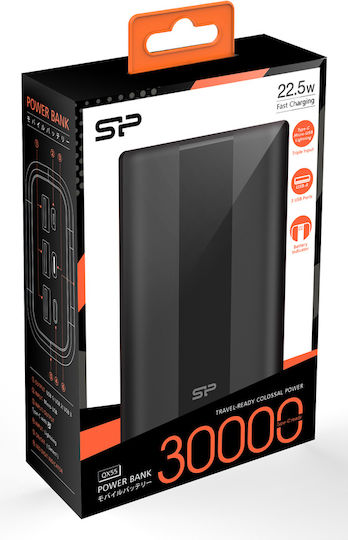 Silicon Power QX55 Външна Батерия 30000mAh 22.5W с 3 USB-A Изходни Порта и USB-C Изходен Порт Power Delivery / Бързо Зареждане Черен