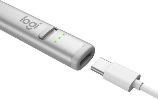 Logitech Crayon Digital Touch Stylus with Palm Rejection for iPad models (2018 and later) in Silver color 914-000074