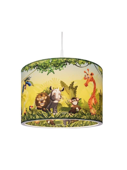 Elobra Ζωάκια της Ζούγκλας Single Bulb Kids Lighting Pendant of Fabric 40W with Drive Size E27 In Green Colour