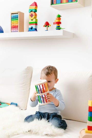 Nic Toys Бебешка играчка Двуетажна кула с топчета от дърво за 6++ месеца