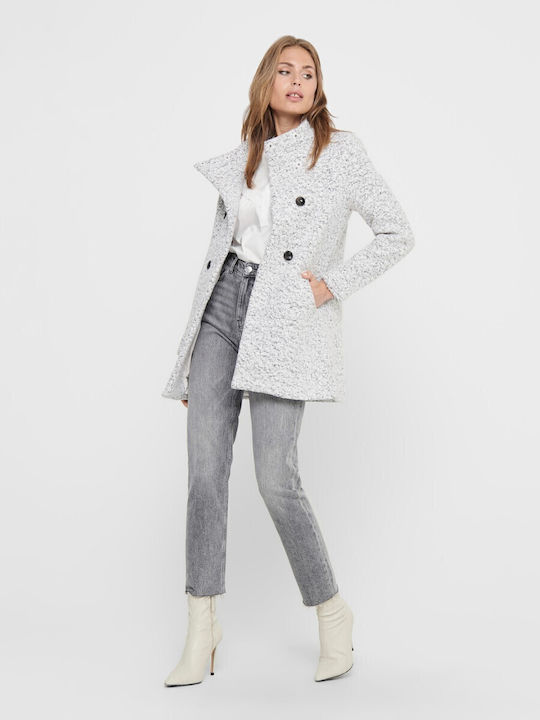 Wolle Damen Weiß Mantel mit Knöpfen