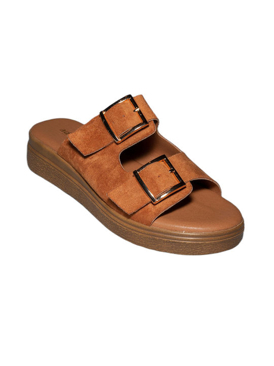 Adam's Shoes Women's Flat Sandals in Tabac Brown Color