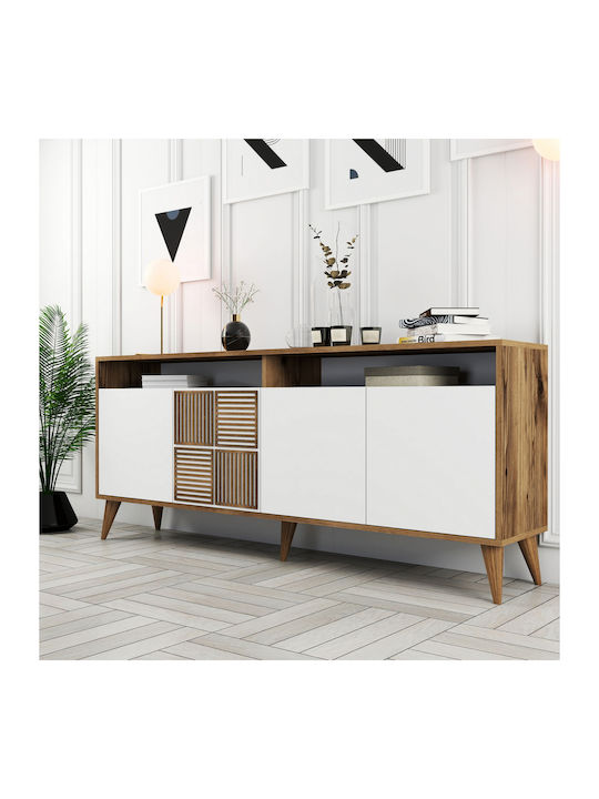 Wooden Sideboard Walnut White 180x35x78.6cm