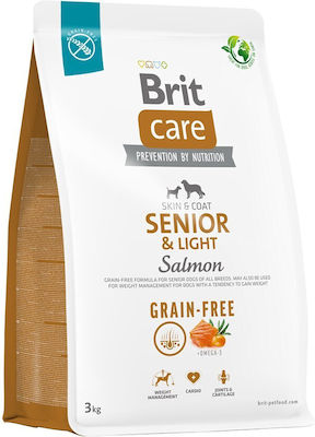 Brit Care Skin & Coat Senior & Light 3kg Dry Food Grain Free for Senior Dogs with Potatoes and Salmon