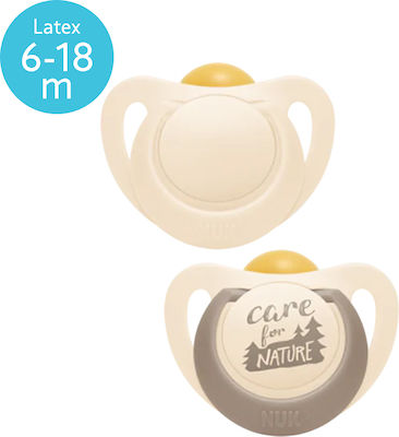 Nuk Orthodontic Pacifiers Rubber Care For Nature Beige for 6-18 months 2pcs